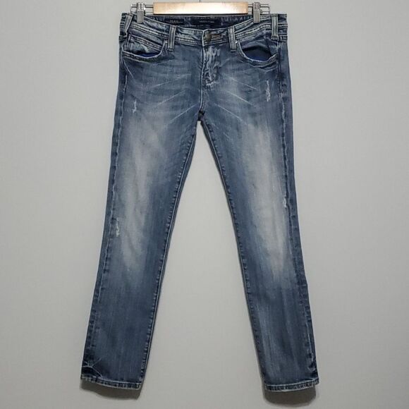 Vigoss Studio jeans women's size 7 / 8 blue The Ritz cropped skinny holes - Picture 2 of 16